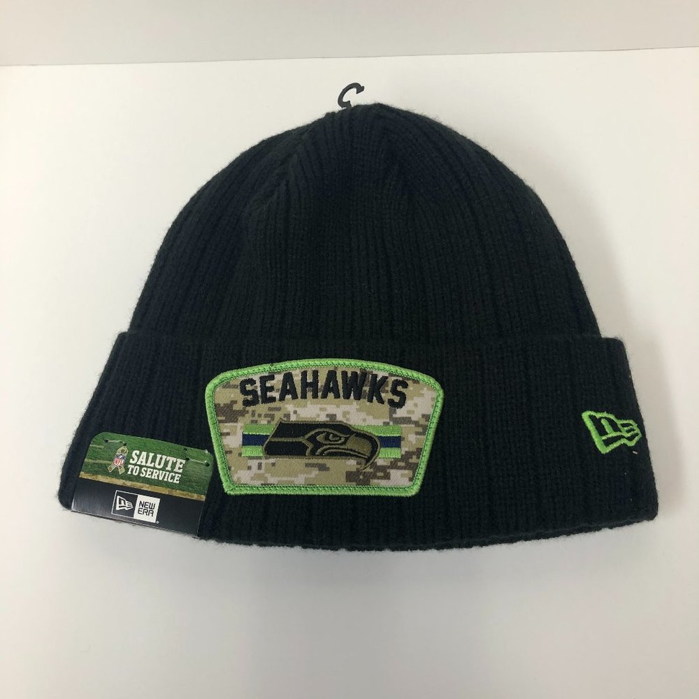 NFL Seattle Seahawks New Era Salute To Service Black Winter Hat NWT One Size